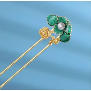 Hanfu Hair Accessories Vintage style Classical Rhinestone lotus leaf Hair stick